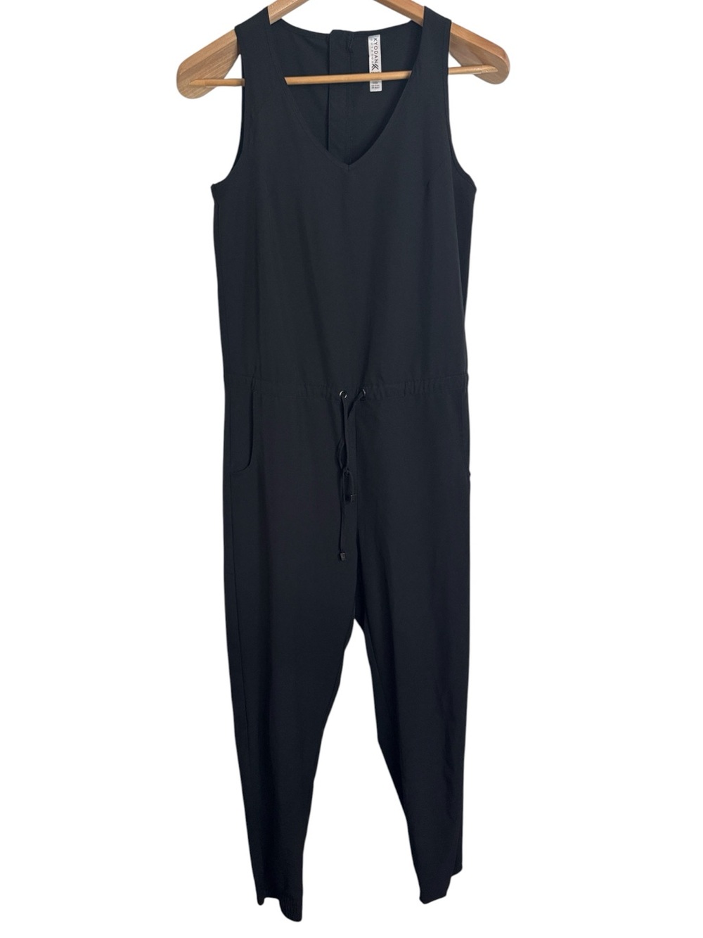 Kyodan Outdoor Black Sleeveless V-Neck Drawstring Light Jumpsuit Gorpcore sz XS